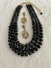 3 Strand Glass Beaded Necklace With Earrings  — photo 4
