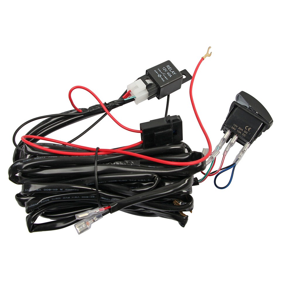 40A 12V Wiring Harness Kit Fuse ON OFF Switch Relay For LED Fog Work ...