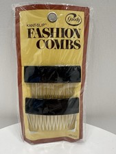 VINTAGE NEW 1975 Goody 8050 Kant-Slip Fashion Combs Black USA