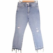Free People We The Free Raw Hem High Rise Straight Leg Jeans Women  s Size 30