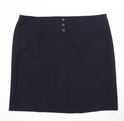 Agenda Damen blau Polyester A-Linie Rock Größe 26 Knopf