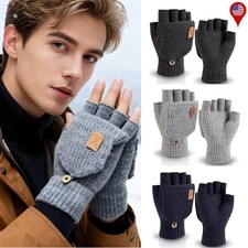 Half-Finger Winter Knitted Fingerless Gloves Thick Warm Touchscreen Gloves USA