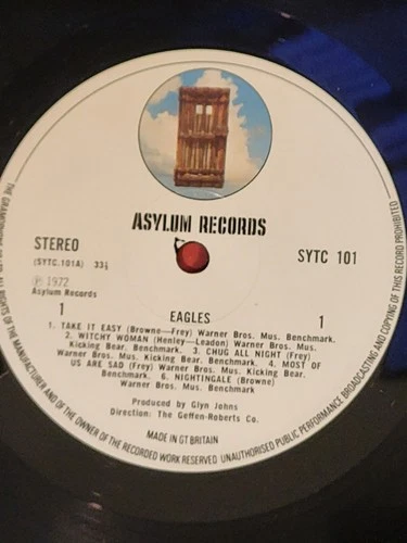 Eagles - Self Titled - Vinyl LP  (SYTC 101) Asylum Records (1972) No sleeve