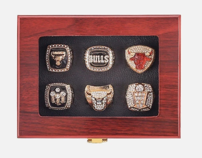 6PCS Michael Jordan Chicago Bulls Championship Ring Set with Display Box