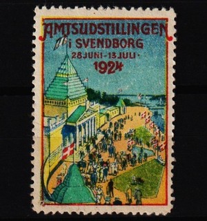 vintage danish Poster Stamp 1924 Svendborg County Exhibition /1015