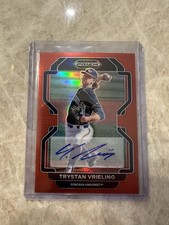 2022 Prizm Draft Picks Red /50 Auto Trystan Vrieling #100 New York Yankees Card