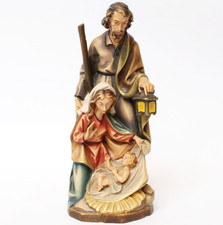 Heilige Familie Holz Skulptur Figur Linde geschnitzt gefasst Blockkrippe H.19 cm
