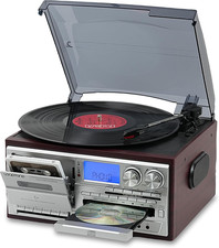 10 in 1 3 Geschwindigkeiten Bluetooth Vintage Plattenspieler CD Kassettenspieler AM/FM Radio