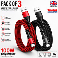 HeavyDuty USB Type C Charging Cable Braided Fast Phone Charger Long Lead 2m 3m