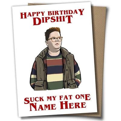 BLIND EYE Stranger Things Dipshit Derek Birthday Card Personalised Funny Rude