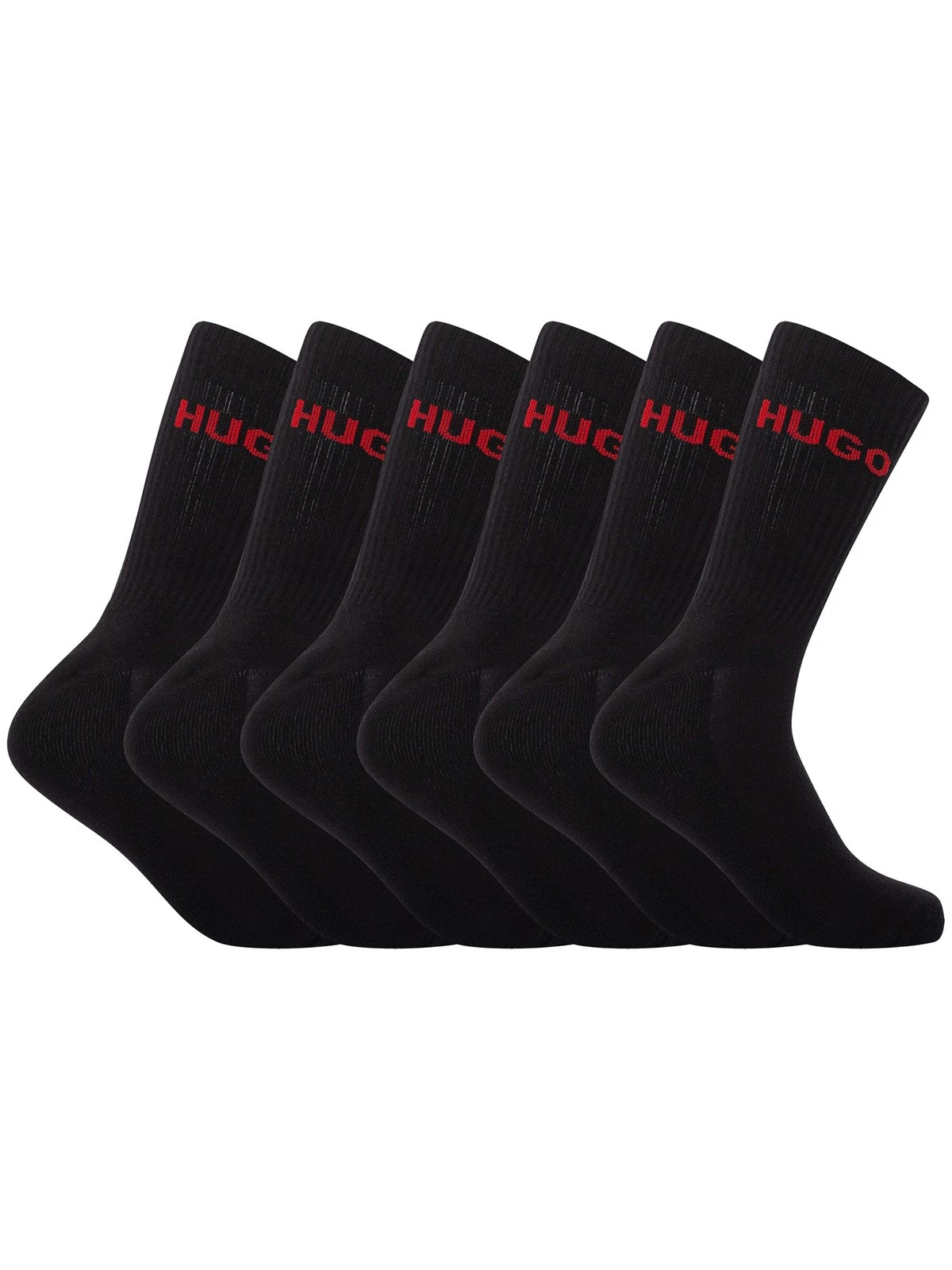 HUGO Men's 6 Pack Cotton Socks, Black