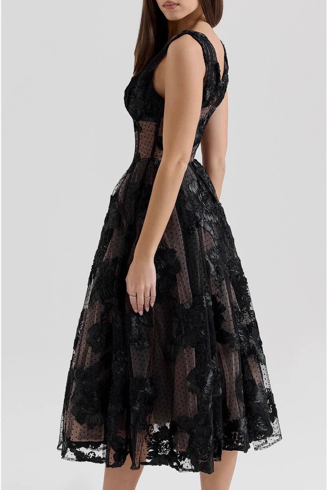 House Of Cb Sianna Lace Corset Cocktail Midi Dress Size Large - Image 2 of 4