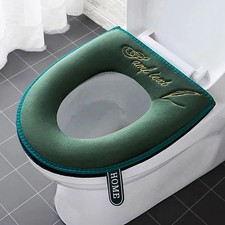 Toilet Seat Cover Soft Thicker Warmer Stretchable Washable Cushion Mat Bathroom
