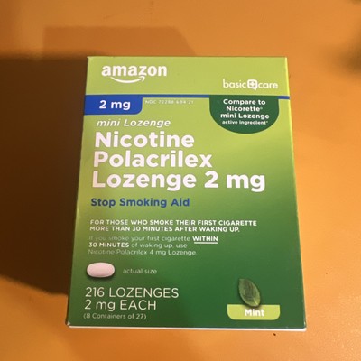 Amazon Basic Care Mini Nicotine Lozenge 2 mg nicotine 216 Ct Exp 07/2027