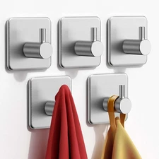 4x Adhesive Towel Hooks Heavy Duty Wall Hooks Waterproof Stainless Steel Hanger
