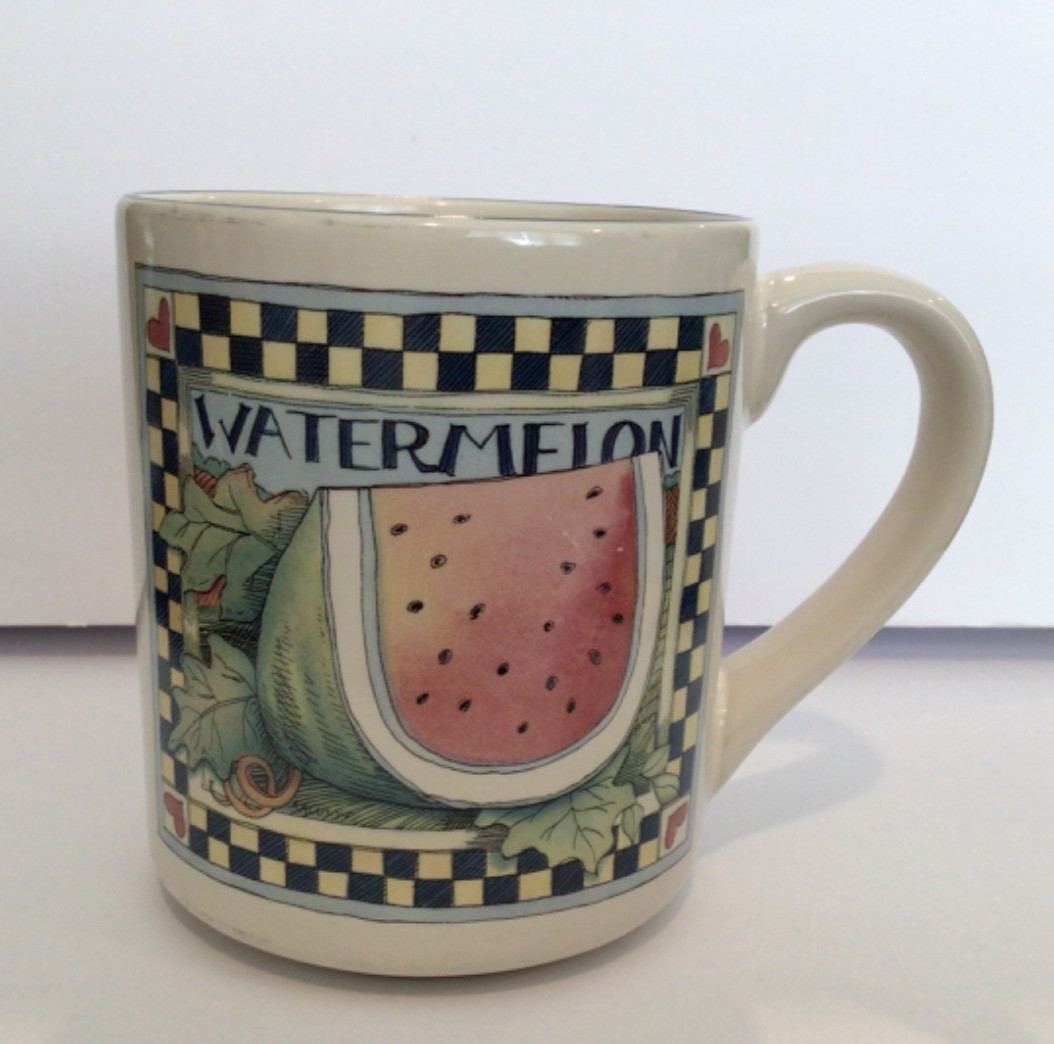 Vintage Susan Winget Ceramic Harvest Fair Watermelon Mug