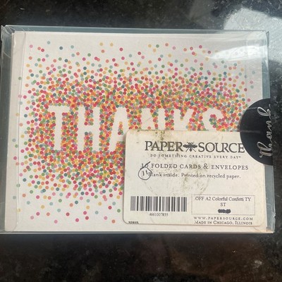 Paper source 11 folded cards and envelopes thank you colorful confetti style