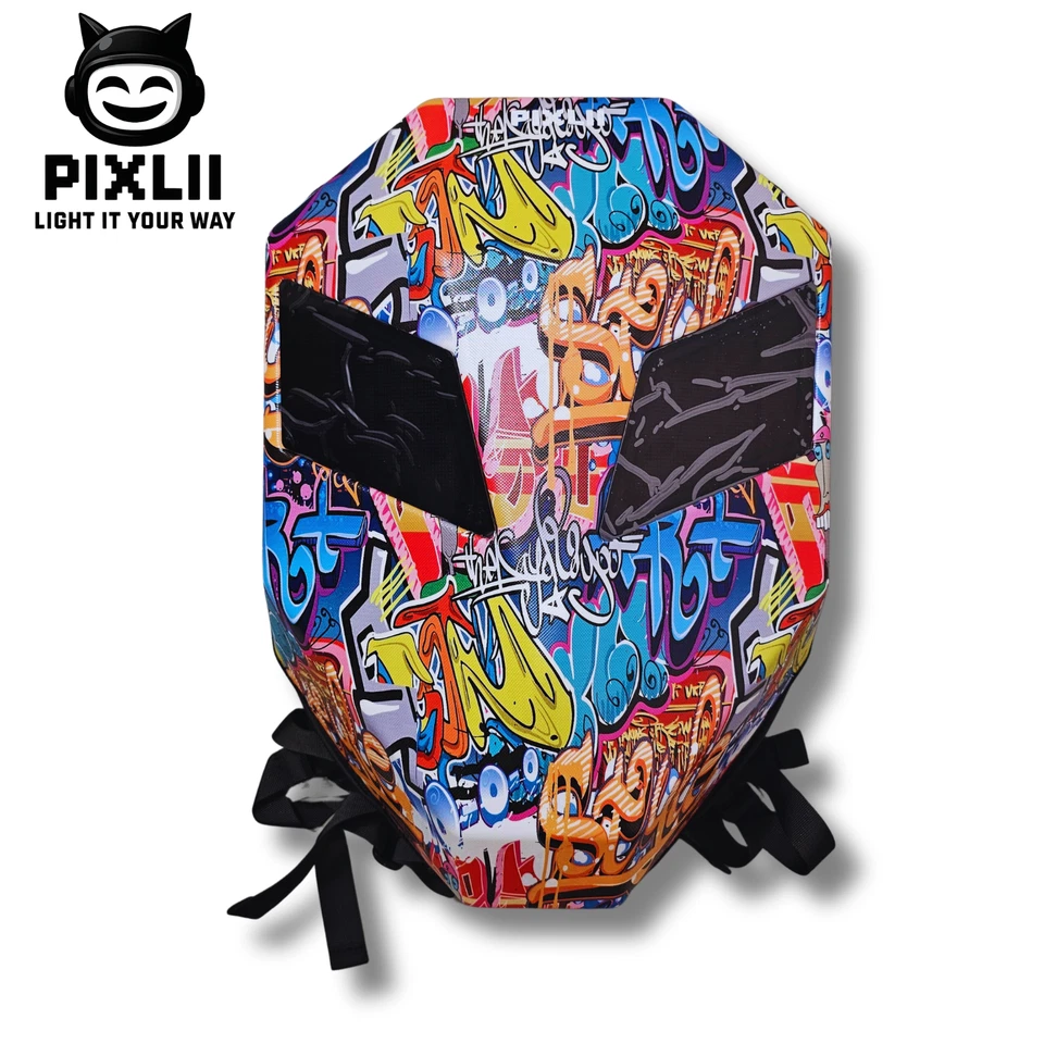 LED-Motorrad-Rucksack Graffiti, Hartschale, App-Steuerung, Motorradhelm, PIXLII - Bild 2 von 4