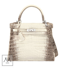 Hermes Kelly 25cm Matte White Himalaya Crocodile Bag PHW