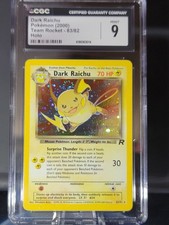 2000 Pokemon Dark Raichu 83/82 Team Rocket Holo Secret Rare 🌀Swirl CGC 9