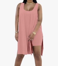 Women's 2 Piece Summer Set Outfit Size XL 2 Tunic Tank  Biker Shorts