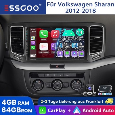 DAB+ 4+64GB Android 14 Carplay Autoradio GPS RDS Kam Für VW Sharan 7n 2012-2020