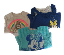 Lot Of 3 Girls Size 6 T-shirts Minnie Mouse Floral Rainbow Disney 365 Kids Blue