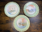 LOT 3 Antique Theodore Haviland Limoges France Porcelain Bird Game Green Plates — photo 1