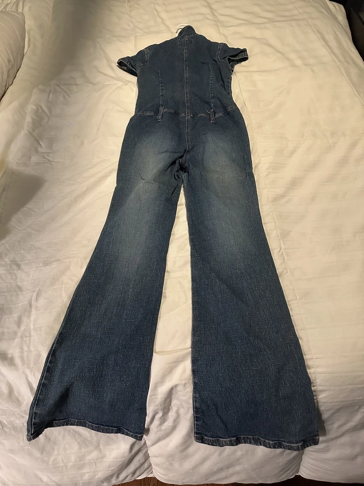 Revolt Women's Size Medium Jumpsuit Vintage 90s Denim Western Retro Flare  - Image 2 of 4