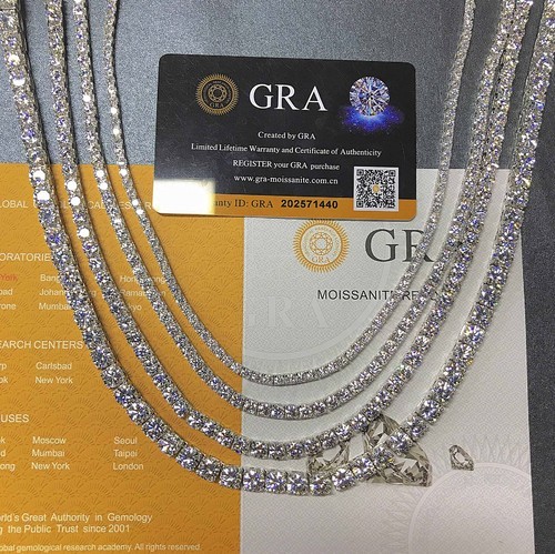 2-5mm Round Cut Moissanite Tennis Chain S925 Sterling Silver Bracelet Necklace