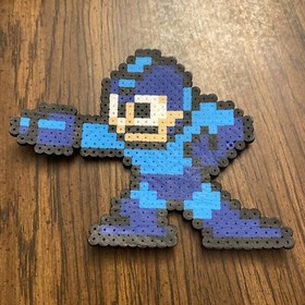 Mega Man Pixel Art Fuse Bead Melt Retro Sprite Blaster NES Blue 4.5&rdquo;x6&rdquo;￼
