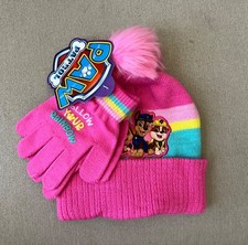 Paw Patrol Hat Gloves Girls Pink Winter Snow 2 Pc Set