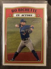 2021 Topps Heritage In Action Bo Bichette Red Border Parallel Blue Jays #294