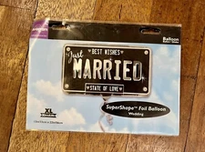 Just Married 13 inch x 22 inch SuperShape Wedding Helium Foil Balloon UNFLATED