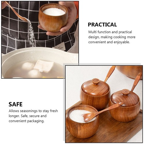 Seasoning Jar Spoon Salt Pepper Cellar Salt Bowl with Spoon Condiment Container - Picture 11 of 12