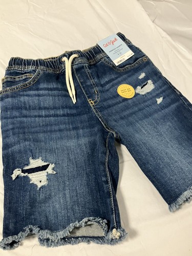 Cat & Jack Boys Bermuda Cutoff Shorts Flexible Drawstring Medium Wash NWT
