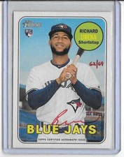 RICHARD URENA 2018 TOPPS HERITAGE RED INK AUTOGRAPH AUTO #62/69 -BLUE JAYS!!