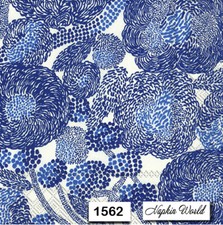  1562 TWO Individual Paper Luncheon Decoupage Napkins - DESIGN PATTERN BLUE