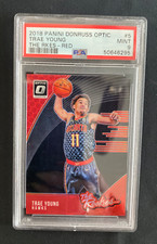 2018-19 Trae Young Panini  Optic THE ROOKIES RED PRIZM Rc , #77/99 PSA 9 MINT