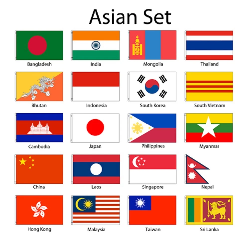Asian Country Flags With Names