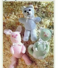 baby knitting pattern for soft toy dk wool teddy rabbit cat size 18 inches dk 