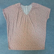 Be Stage Blouse Womens Extra Large Pink Floral  V-Neck T-Shirt Short Sleeve Tee