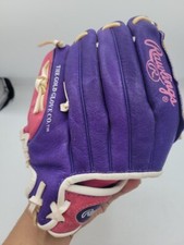 Child Rawlings Baseball Glove HFP10PPW 10" Sure Catch, Pink Purple Right Throw