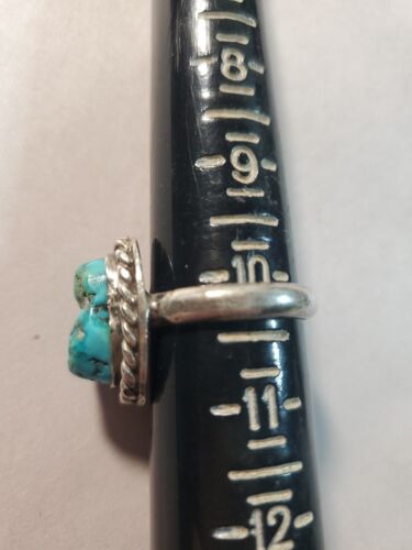 Vintage Handmade Silver And Turquoise Nugget Bezel Ring Sz 10 - Picture 2 of 11