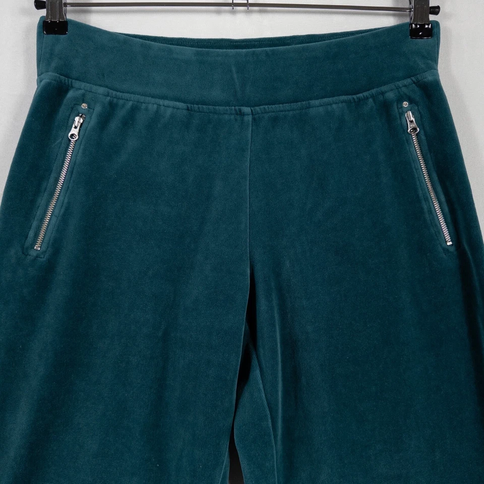 Pantalones Soma Intimates para mujer pequeños azul verdoso verde terciopelo pierna ancha recortados Foto 2 de 4