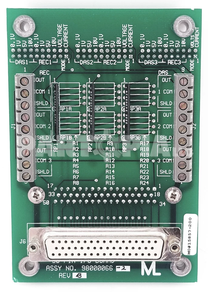 Monitor Labs 98000066 / 98000066-2, placa PCB de E/S de 50 pines, Rev. B Foto 3 de 4