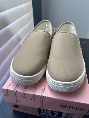Kensie Stephanie Womens Tan Slip-On Sneakers - Comfort Casual Shoes 7.5