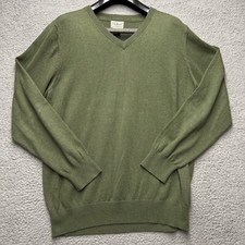 LL Bean Sweater Mens Large Green Cashmere Blend V Neck Pullover Outdoor Casual
