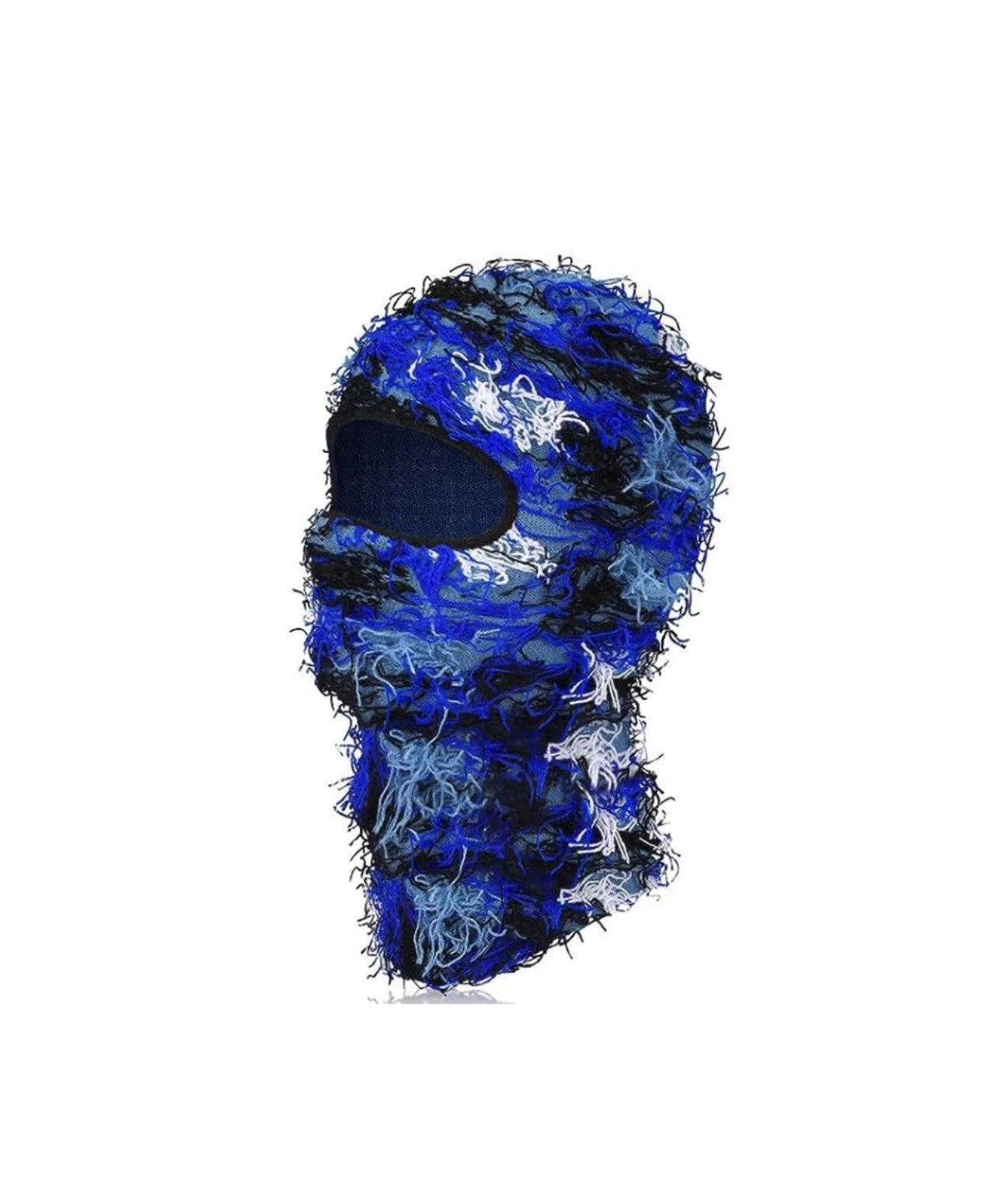 Distressed Balaclava Hip Hop Ski Mask Shiesty Yeat Mask Y2K Style In Blue Mixed