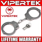 VIPERTEK Professional Double Lock Silver Steel Police Security Handcuffs w/ Keys